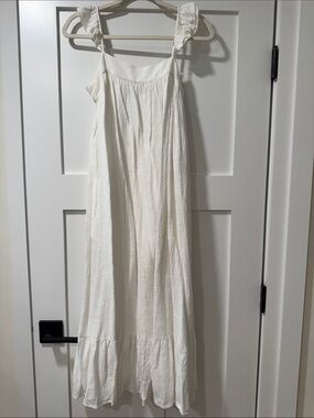 Women's White Maxi Sundress with Ruffled Straps